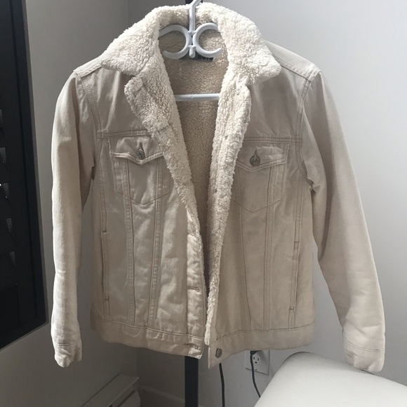 Topshop Moto denim sherpa cream jacket
